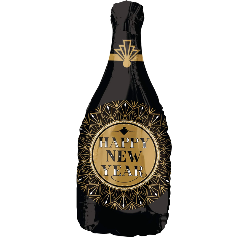 Happy New Year Champagne Bottle Foil Balloon 86*45cm - Helium