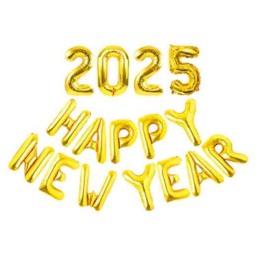 Happy New Year 2025 Golden 16 Inch Foil Balloon