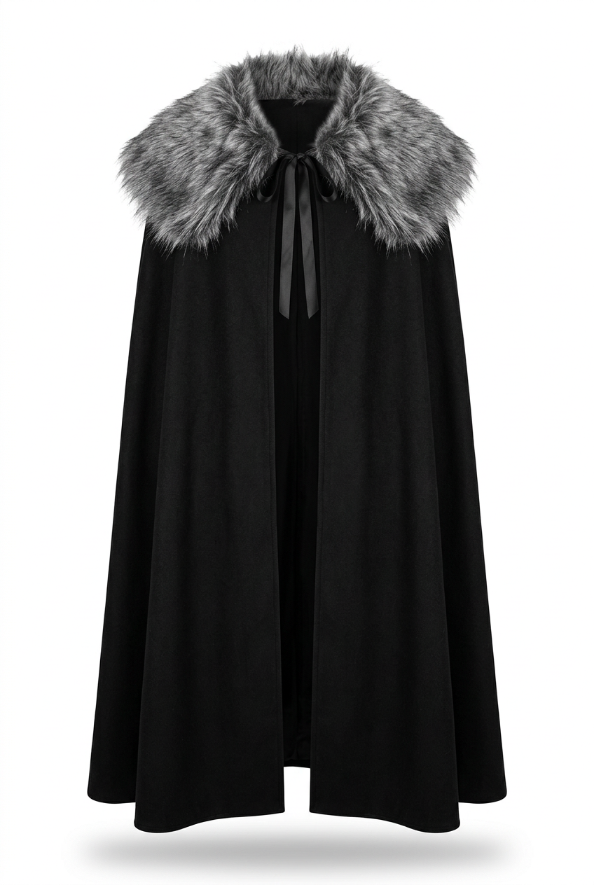 Fur poncho product-only studio photo