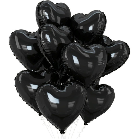 Heart Shape Helium Black Foil Balloon 10 Pcs