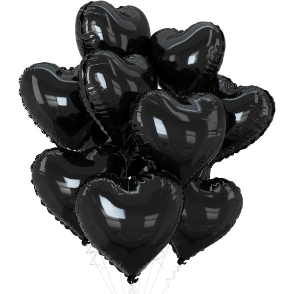 Heart Shape Helium Black Foil Balloon 10 Pcs