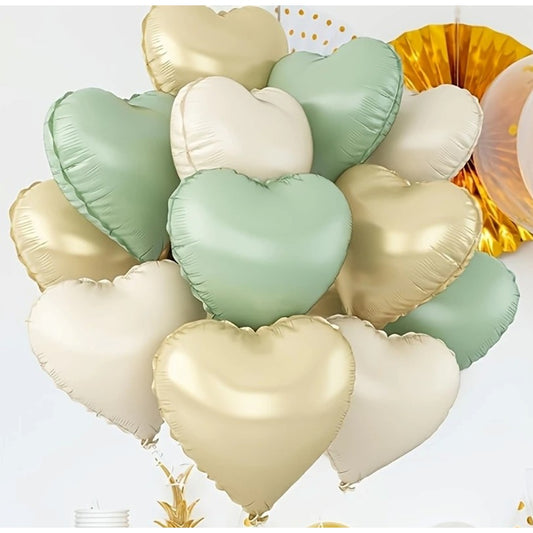 Heart Shape Helium Green Pastel Foil Balloon 10 Pcs
