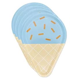 Ice Cream Theme Birthday Party Paper Plates Set (blue)