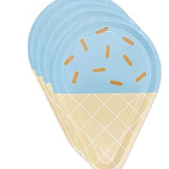 Ice Cream Theme Birthday Party Paper Plates Set (blue)