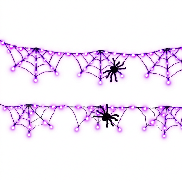 LED Light Spiderweb Garland 1pc (Purple)