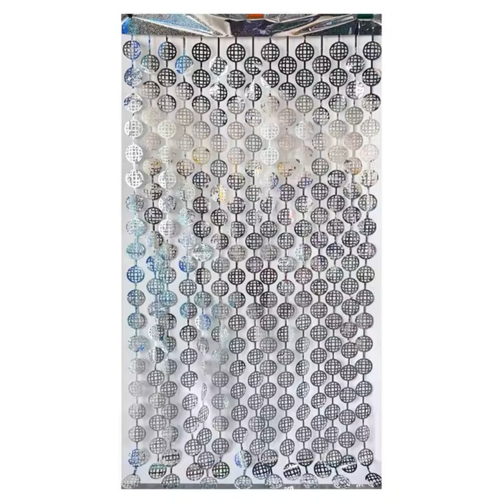 Disco Themed Silver Foil Curtain