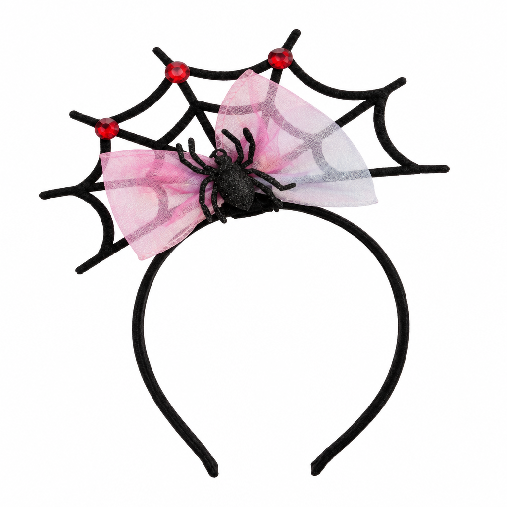 Spider Web Pink Bow Head Band