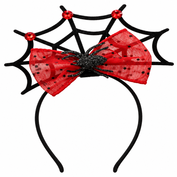 Spider Web Red Bow Head Band