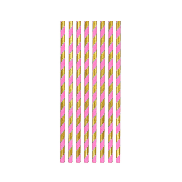 First Birthday Pink Decorations Paper Straws Set