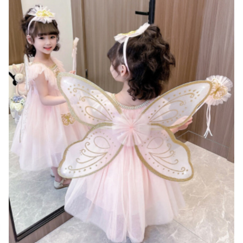 Princess Fairy Costume with Wings- wand- and headband
