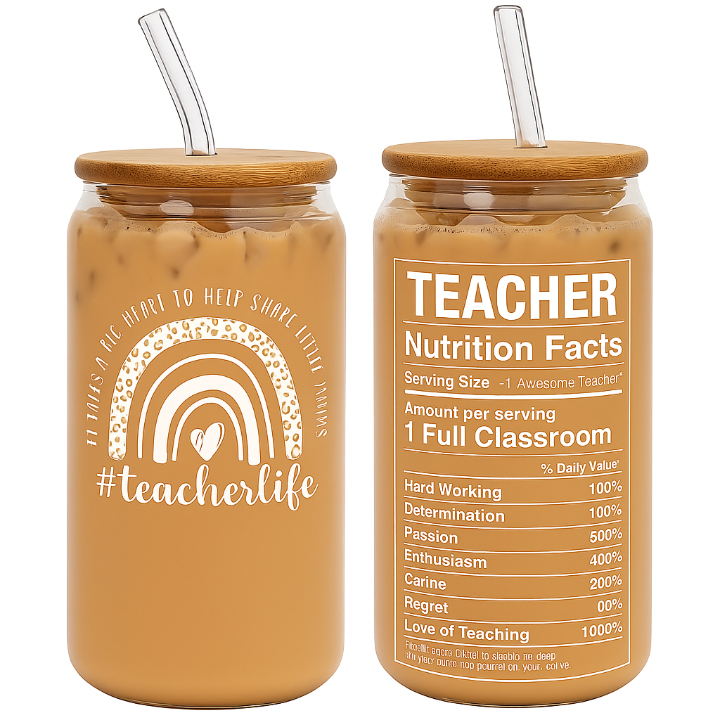 Teacher's Life Glass Coffee Cup 16.9oz