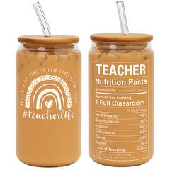 Teacher's Life Glass Coffee Cup 16.9oz