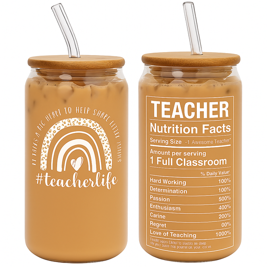 Teacher's Life Glass Coffee Cup 16.9oz