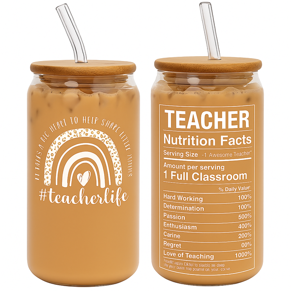 Teacher's Life Glass Coffee Cup 16.9oz