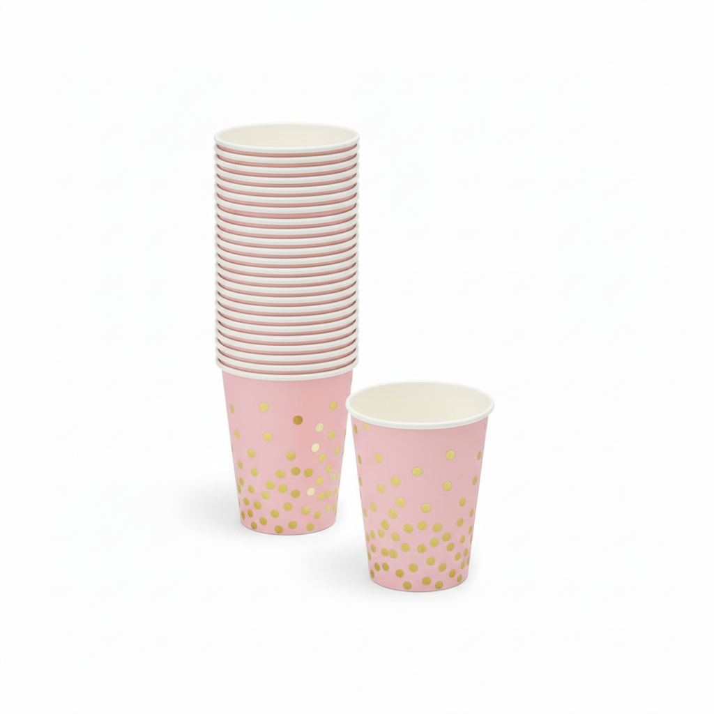 Pink and gold Theme Cups 10 Pcs