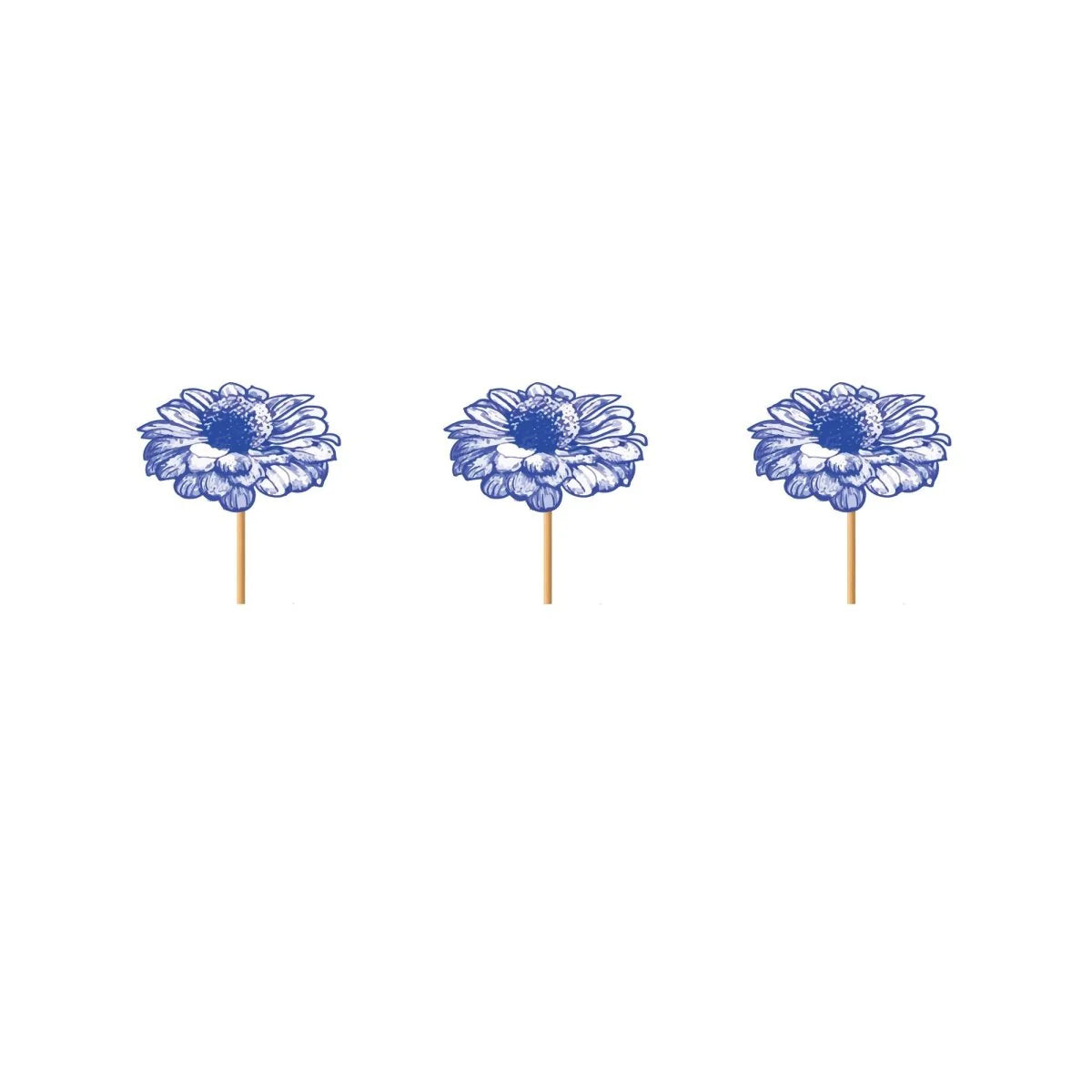 Blue Floral Flower Cake Toppers