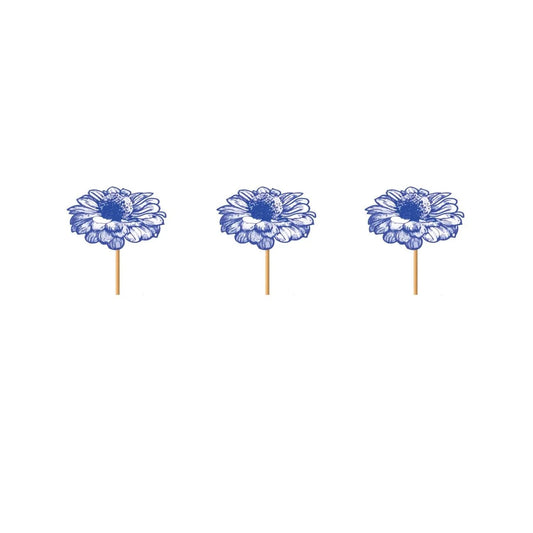 Blue Floral Flower Cake Toppers