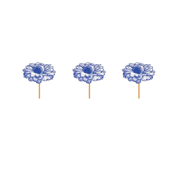 Blue Floral Flower Cake Toppers