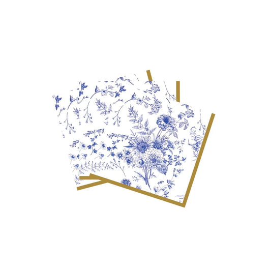 Blue Floral Flower Paper Napkins