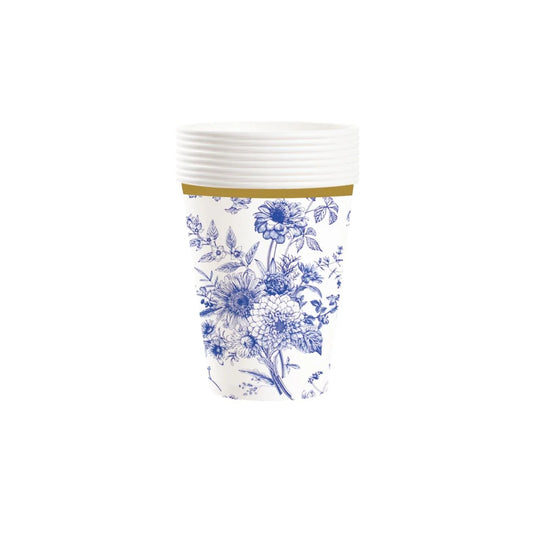 Blue Floral Flower Paper Cups