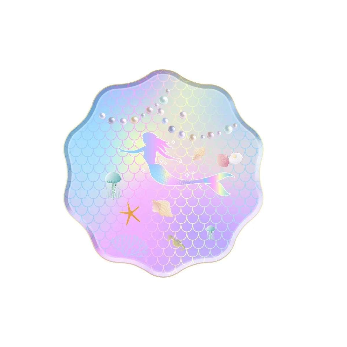 Pearl Mermaid Theme 10.5 Inch Paper Plates